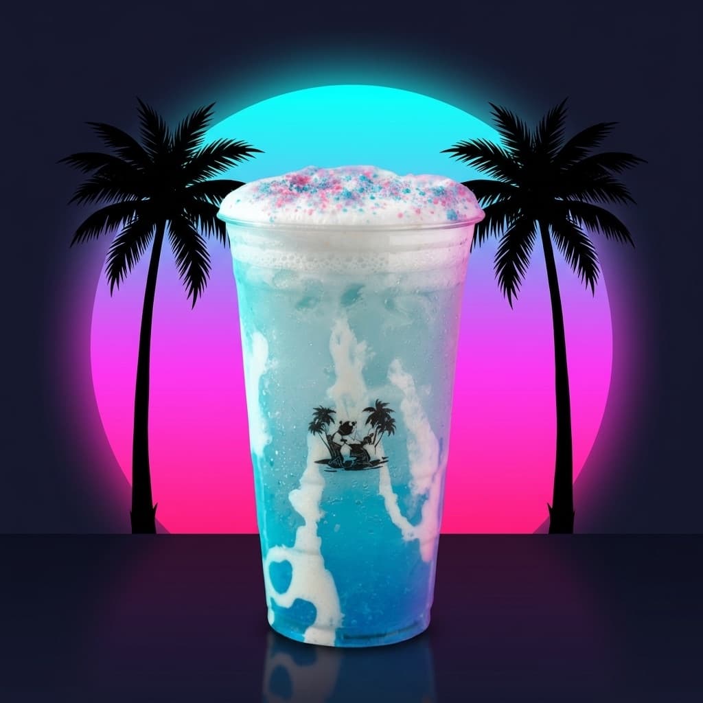 Cotton Candy from Zogi's Shaved Ice & Lemonade — Fluffy cotton-candy syrup and cream over soda, dusted with sugar crystals