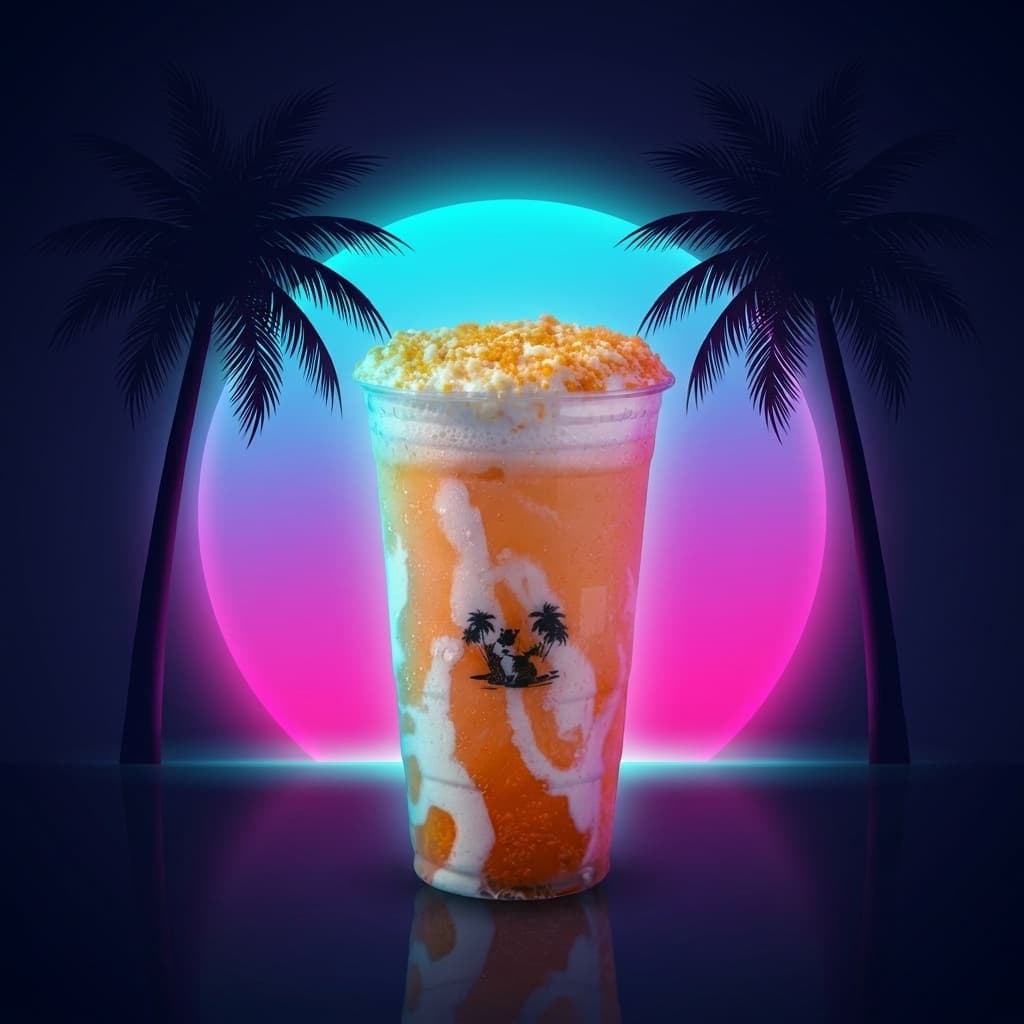Orange Dreamsicle from Zogi's Shaved Ice & Lemonade — Orange soda swirled with vanilla cream — a 70s ice cream truck classic in a cup