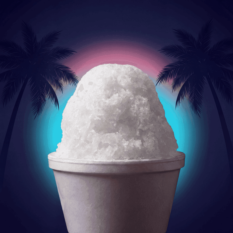 Tiger's Blood shaved ice in Zogi's signature cup — interactive flavor preview