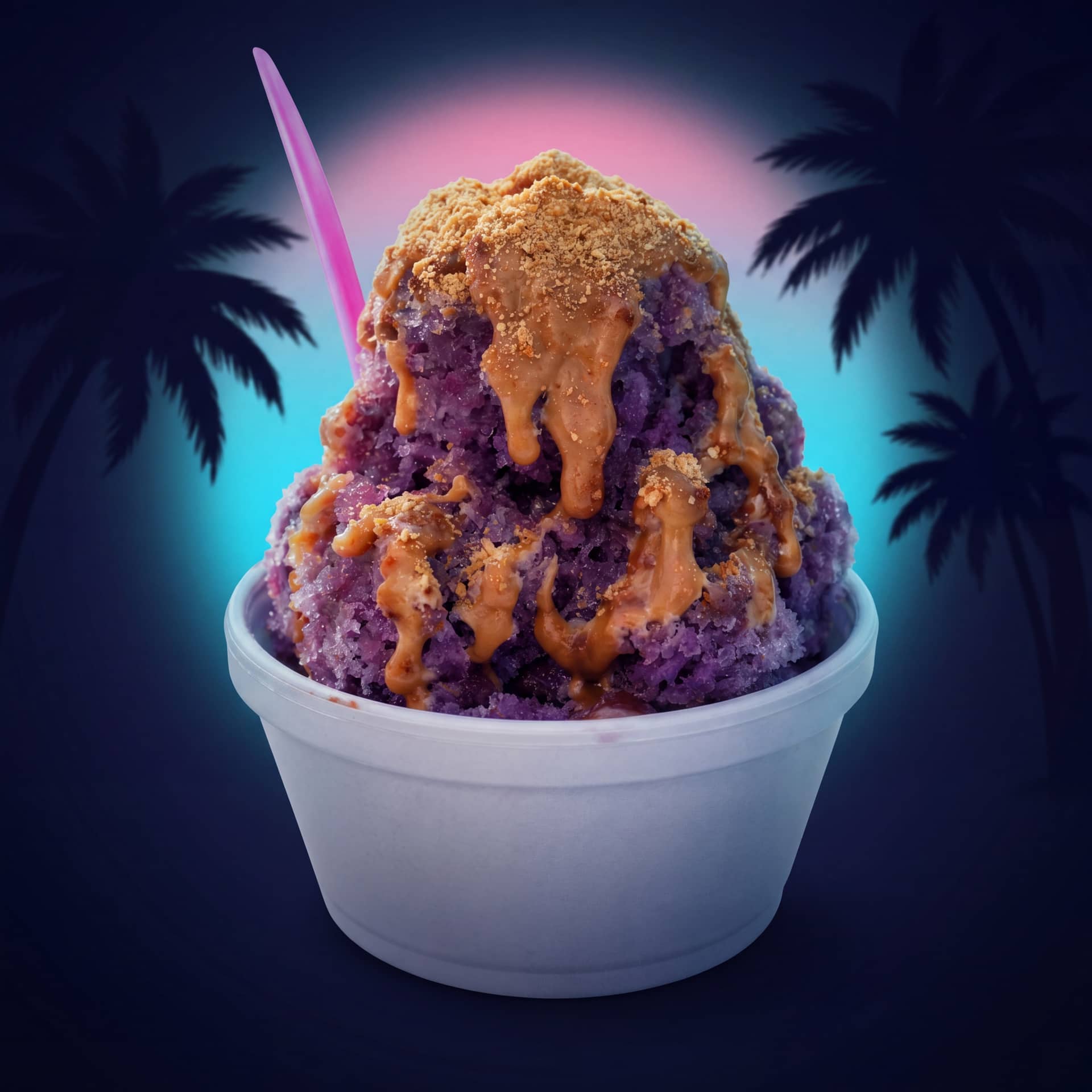 PBJ Lunchbox Legend from Zogi's Shaved Ice & Lemonade — Grape shaved ice with peanut butter drizzle and graham cracker crumbs — childhood, frozen