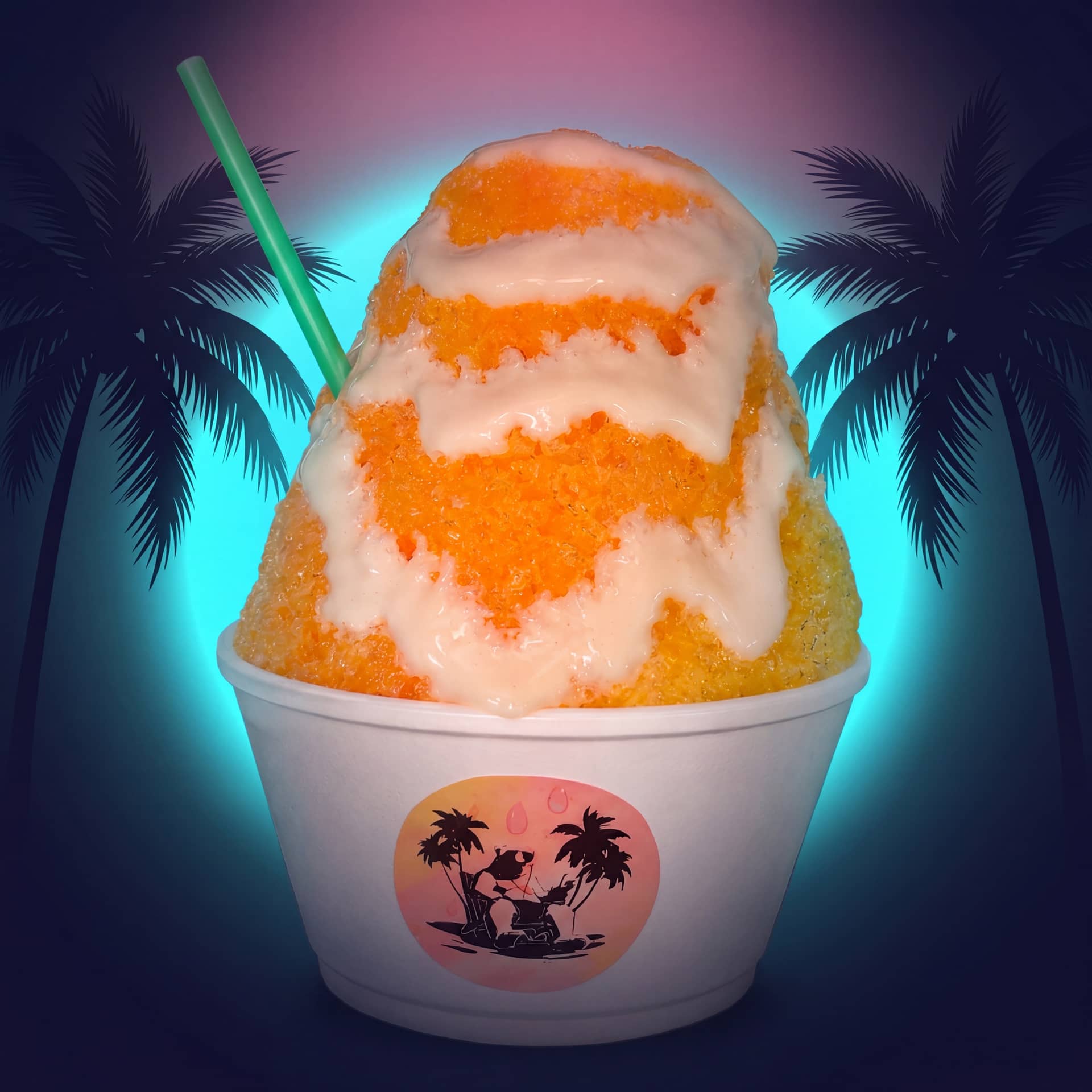 Marshmallow Drizzle from Zogi's Shaved Ice & Lemonade — Creamy marshmallow drizzle cascading over your shaved ice